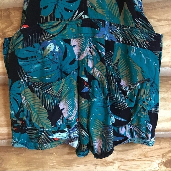 MUDD tropical print lightweight bib overall romper shorts size XS - Picture 8 of 10